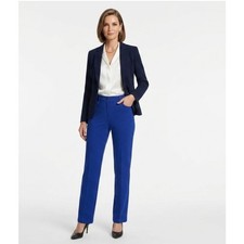 St. John Women's Cobalt Blue Knit Straight Leg Trousers Classic Pants Size 8