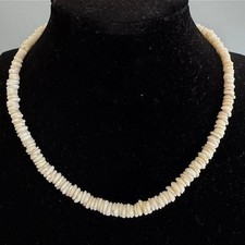Vintage Puka Shell Choker Necklace 14" Barrel Clasp Hawaii Surf