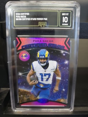 Puka Nacua 2024 Certified 98/199 Certified Stars Mirror Pink GMA gem Mt 10