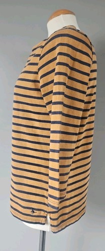 JACK WILLS - STRIPED SWEATER JUMPER TOP - SIZE 10 - BROWN / NAVY - 3/4 SLEEVES - Picture 3 of 5