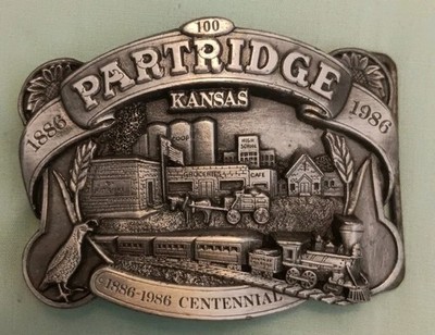 Partridge Kansas 1886- 1986 Belt Buckle Limited Edition  Celebrating Years.