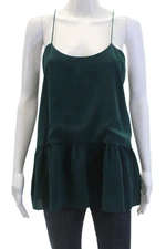 Pomander Place Womens Sleeveless Halter Neck Peplum Tank Top Green Size M