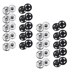 40 Sets 13mm Sew on Snap Metal Fasteners, Silvery, Black, Press Buttons