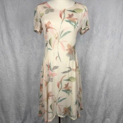 Vintage Monsoon Floral Midi Tea Dress Cottagecore Romantic Boho Size 6/Small