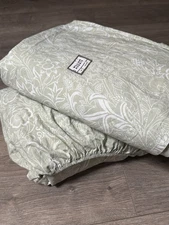 WILLIAM MORRIS/At Home Floral Light GreenLeaves King Flat & Fitted Sheet Set