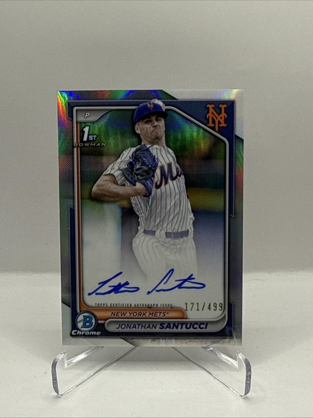 2024 Bowman Draft Jonathan Santucci Chrome Auto Refractor 1st #/499 New York