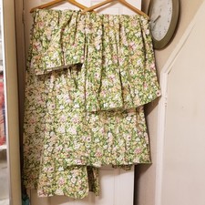 Large floral vintage curtains, W328cm wide @ top, 466cm at base drop 161cm