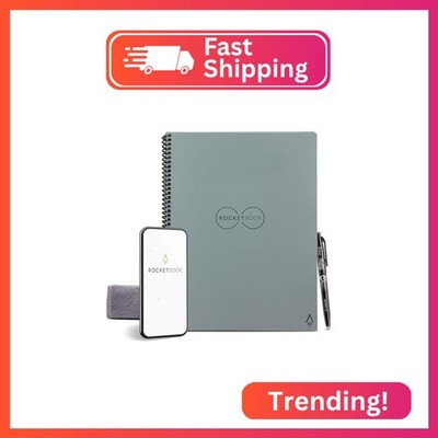 Rocketbook Core Reusable Spiral Notebook, Executive Size 6x8.8, Gray - Lined Pag