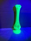 Vintage Fenton Uranium custard glass swung vase hand painted blown GLOWS UV