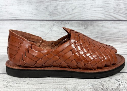 Sandalias Ranchero Huarache Marca X Para Hombre Talla 8 Cuero Coñac Nuevas con Caja Plata - Imagen 13 de 24