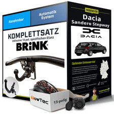 Für DACIA Sandero Stepway II Anhängerkupplung abnehmbar +eSatz 13pol 12-16 NEU