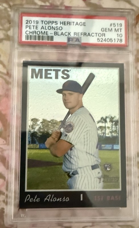 2019 Topps Heritage #519 Black Chrome Refractor /69 PETE ALONSO RC Rookie PSA 10