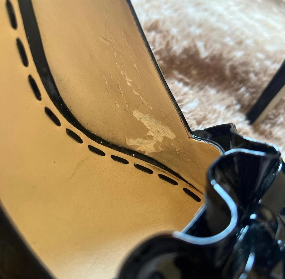 Enzo Angiolini genuino negro charol elegante y lindo volante tacones con lazo Foto 4 de 4