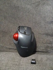 Amazon Basics G5W Mouse Black & Red Wireless Ergonomic Smooth-Rolling Trackball 