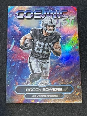 Brock Bowers 2025 Topps Cosmic Chrome Football - Cosmic Dust Refractor SP #CD-18