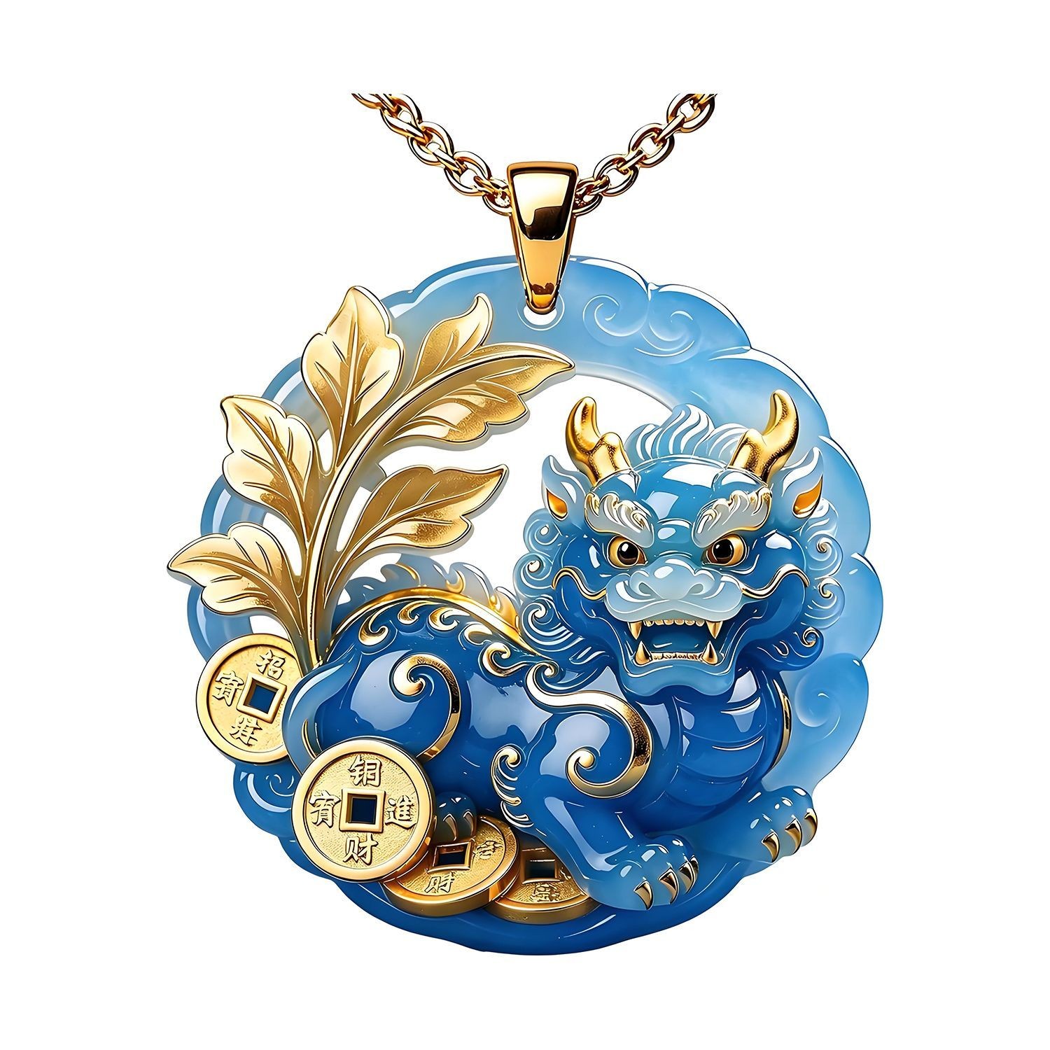 Collana con ciondolo Pixiu in lega nuova metallo rilievo stile cinese decorazione da collezione foto 3