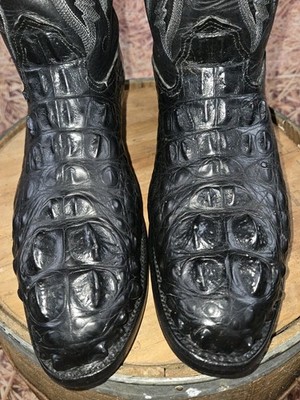 Men's Cowboy Western Boots Larry Mahan American Alligator GIANT Head Cut 8.5 D