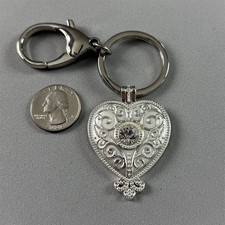 Heart Rhinestone We Love You 12-25-13 Personalized Silver Tone Keychain 54927