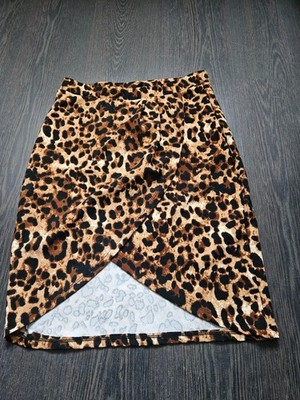 Shein Rock Damen L 38/40 (M) Leomuster Minirock Stretch knielang Party Tanzen