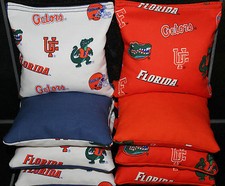 8 CORNHOLE BEANBAGS made w University of Florida Gators Fabric ACA Reg Bags