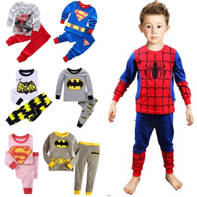  Kind Jungen Superheld Spiderman Pyjama Nachtwäsche Schlafanzug Pyjamas Sets Neu