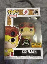 Funko Pop Kid Flash GLOW In The Dark CHASE DC Comics #320 Hot Topic + Protector