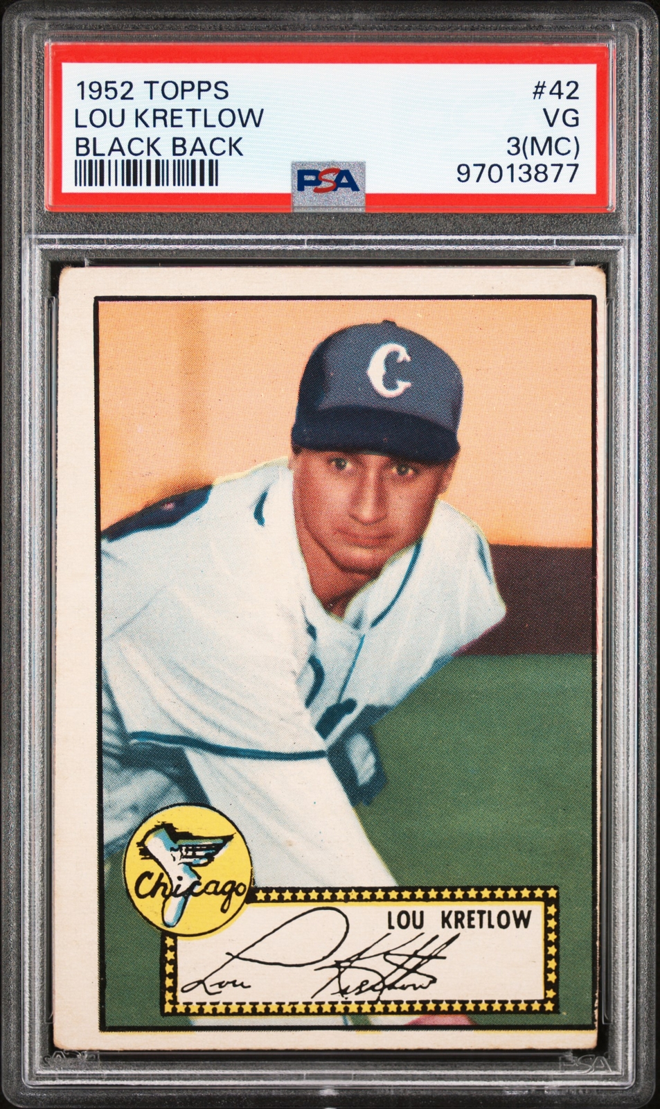 1952 TOPPS BLACK BACK #42 LOU KRETLOW PSA 3