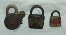 Antique Padlocks, 3 For your Consideration, Round Edwards, Miller