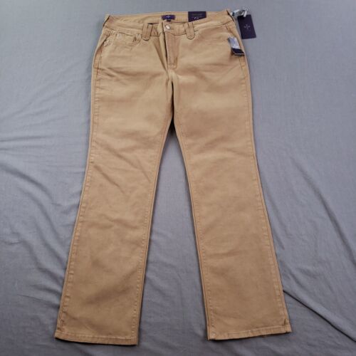 NYDJ Jeans Womens 12P Brown Hayden Straight Leg Carmel Lift Tuck Stretch NEW NWT