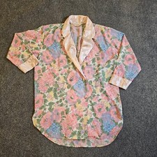 Victorias Secret Nightgown Womens Medium Pink Floral Button Gold Label Vintage