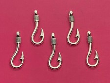 Tibetan Silver Fishing Hook Charms - 5 per pack - Large 35mmx14mm
