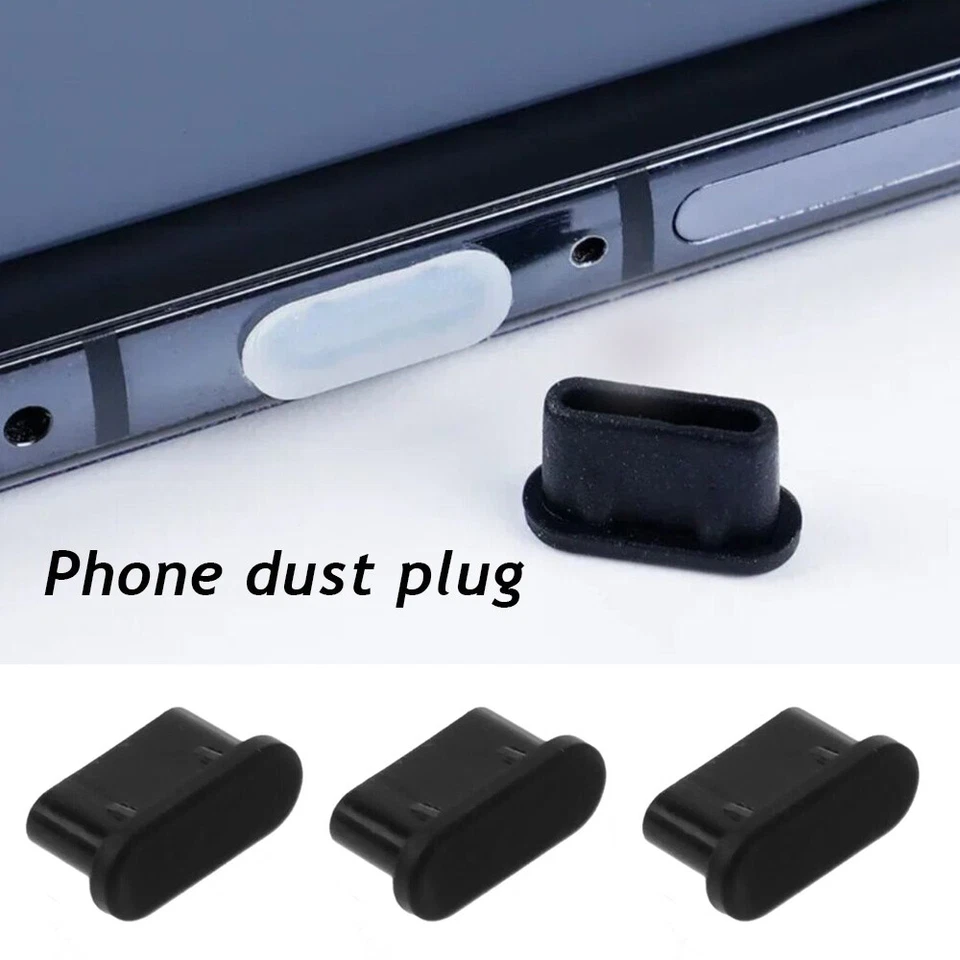 5/3/1 pcs Mobile Phone Dust Plug Anti-Dust Black Silicone Stopper Protector - Image 3 of 4