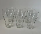 VINTAGE Coca Cola  White Letter Enjoy Coke Clear Beverage Glasses Set of 6 - 5”H