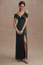 NWT BHLDN SACHIN & BABI BRITTANY OFF-SHOULDER CREPE GOWN- SIZE 10