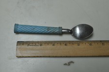 Vintage Blue Plastic Handle Baby Spoon, Very Used Cond, see Pictures fo more inf