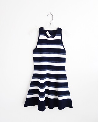 dark blue striped dress EMILE SHIRT DRESS DARK NAVY WHITE MULTI STRIPES – Dovima Paris main image 1