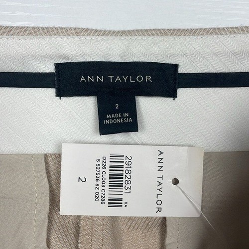 NWT Ann Taylor Herringbone Mid-Rise Straight Trouser Pant Preppy Career Tan 2 - Picture 8 of 9