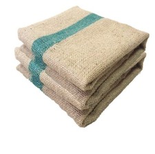 10X Heavy Duty Jute Sacks 106cm x 74cm - Green Stripe XXL, Weight 970g Each