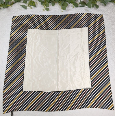 Echo Womens Stripped Square Scarf 100% Silk White and Yellow