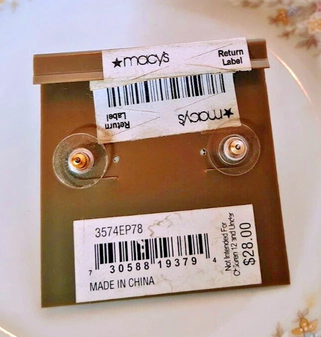 Pendientes de bola vintage Carlee New York tono dorado imitación turquesa cabujón nuevos con etiquetas Foto 3 de 4