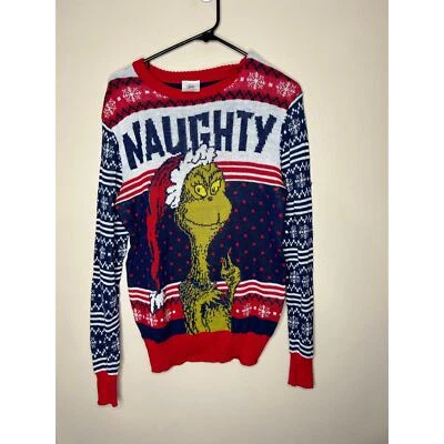 Dr. Seuss The Grinch Size Men’s S / Small “Naughty” Christmas Ugly Sweater - Image 1 of 3