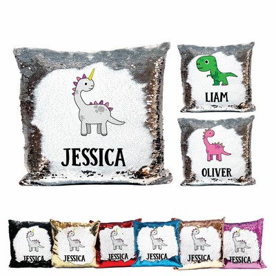 sequin dinosaur pillow
