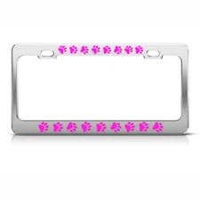 Dog Dogs Paw Paws Prints Steel Metal License Plate Frame Car Auto Tag Holder