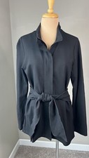 Anthropologie Luii Valentina Black Tie Waist Blazer Jacket Zip Front Women's M