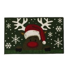 Holiday Christmas Reindeer Doormat 17 x 28 Non-Slip Accent Rug Seasonal Decor