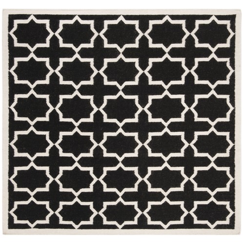 SAFAVIEH Dhurries DHU549L Handwoven Black / Ivory Rug - Picture 6 of 26