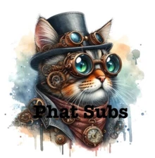 Sublimation Print Steampunk Cat Ready To Press Heat Transfer