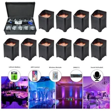 10Pcs Wireless Par Light 6x18W RGBWA+UV Stage Light with WiFi APP Control