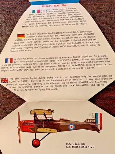 Diecast Plane EDISON AIR LINE H.F., R.A.F. S.E. 5a, 1917, WW 1 Fighter Plane - Picture 8 of 8