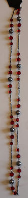 Women's Red & Silver Beaded Necklace Sleek Classy Cool Glamour Glitz Sassy  